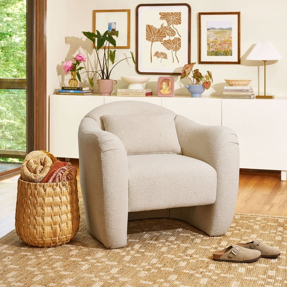 Beautiful Barrymore accent chair by Drew Barrymore in Cream Shearling