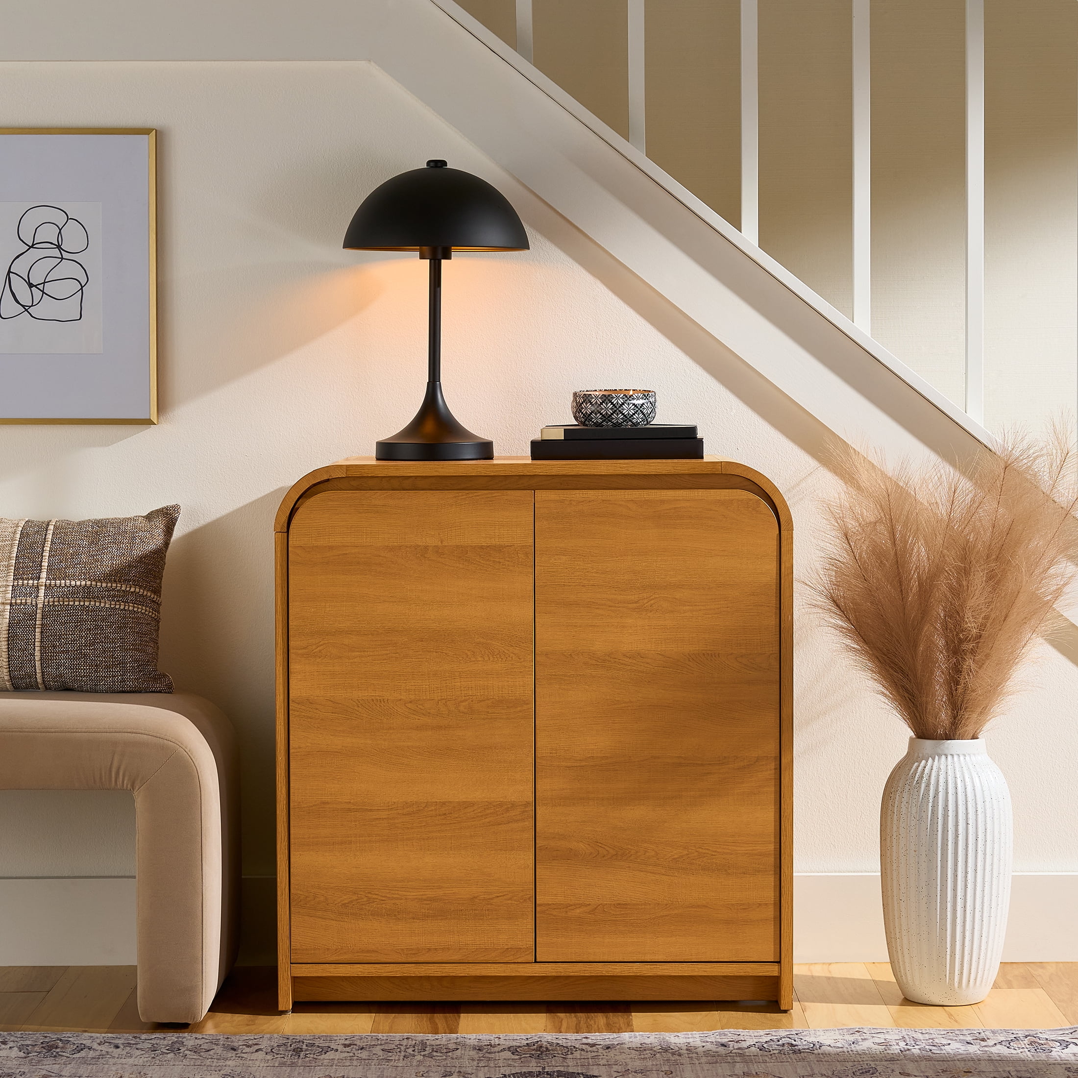 Better Homes & Gardens Juliet curved accent cabinet in Warm Honey