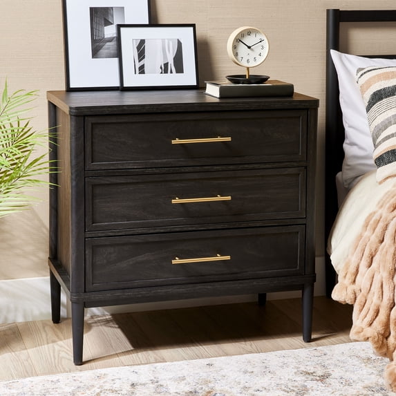 Better Homes & Gardens Oaklee three-drawer nightstand with USB in Charcoal