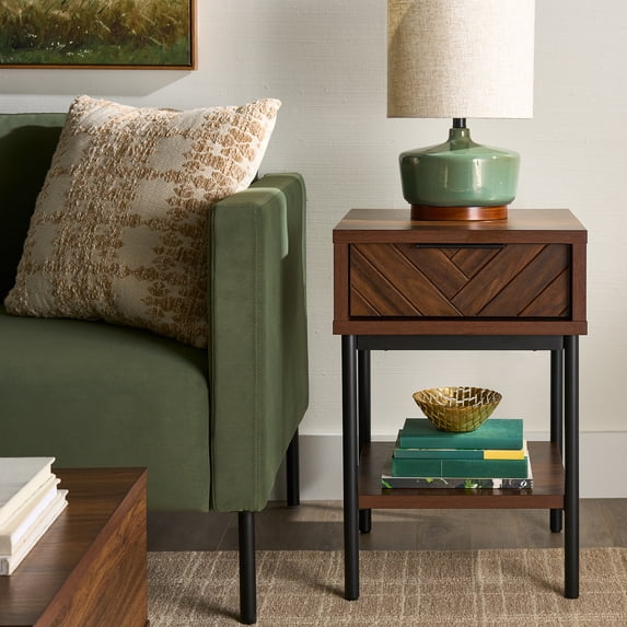 Better Homes & Gardens Wyatt geometric end table in walnut finish