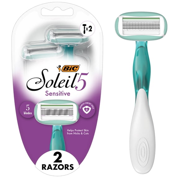 BIC Soleil 5 Sensitive women's disposable razors, two-count package