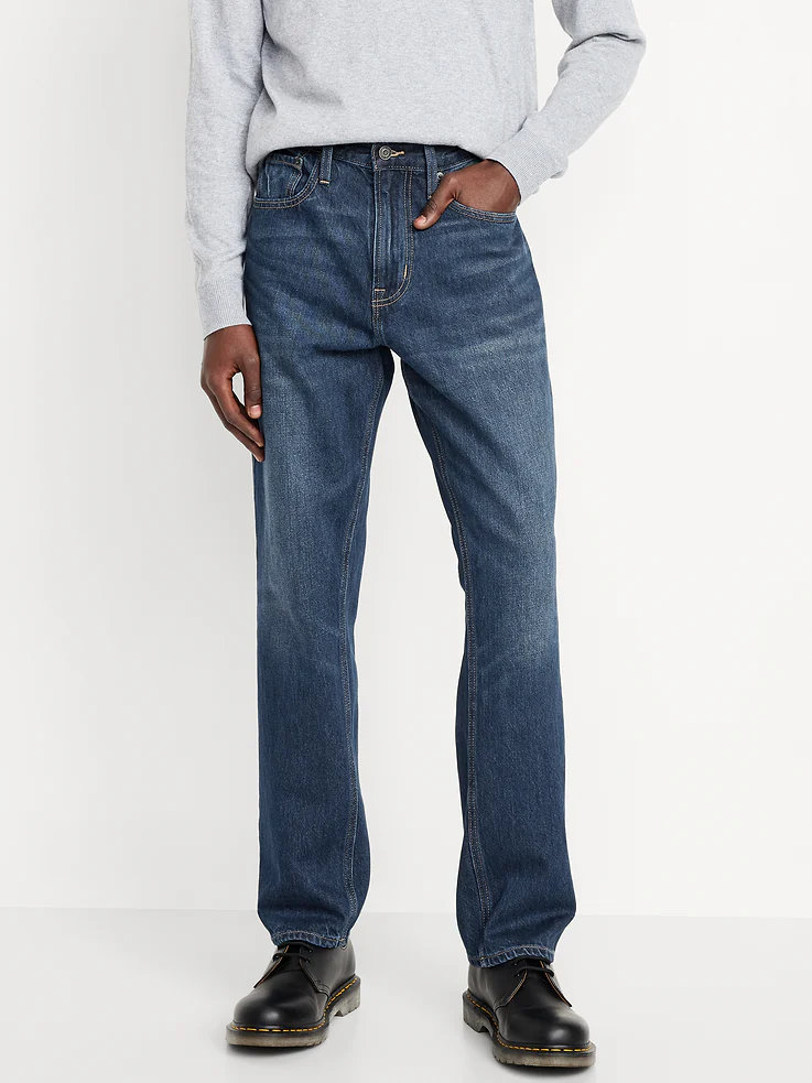 Old Navy Structured Straight Non-Stretch Jeans in Dark Wash